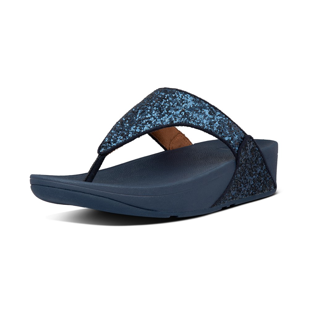 Fitflop Womens Sandals Navy - Lulu Glitter Toe-post - KX8921450